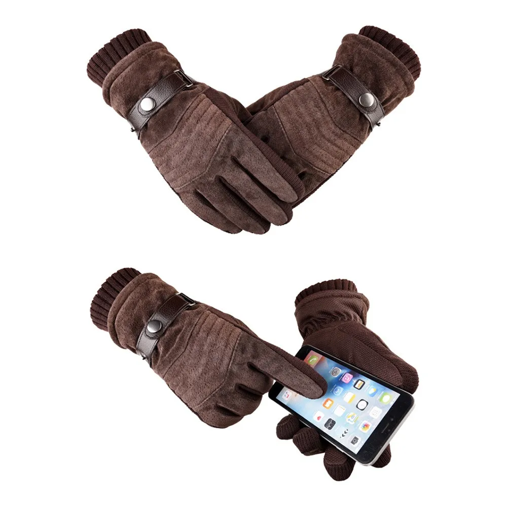 Men's Windproof Waterproof Bicycle Pigskin Slip Plus Velvet Thickening Gloves Cycling Accessories Hiking Climbing #3N08 | Спорт и