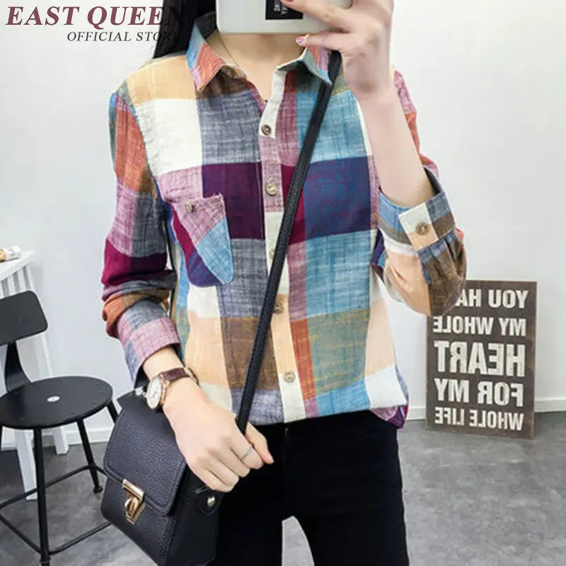 Новое поступление 2018 клетчатая одежда повседневная рубашка женская с длинными