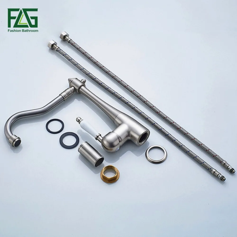 FLG смеситель для раковины из матового никеля холодной и горячей воды с одной