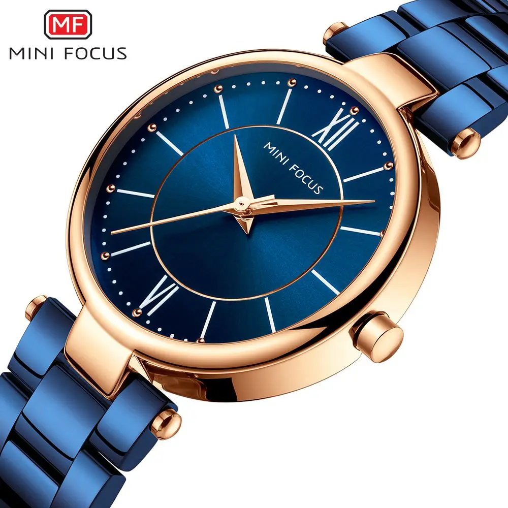 Reloj mujer мини фокус женские модные синие часы из нержавеющей стали роскошные