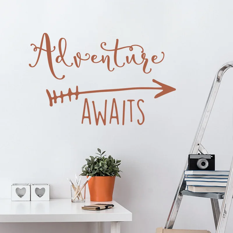 &quotadventure awaits&quot PVC wall sticker kid room decoration home DIY decorative detachable waterproof | Дом и сад