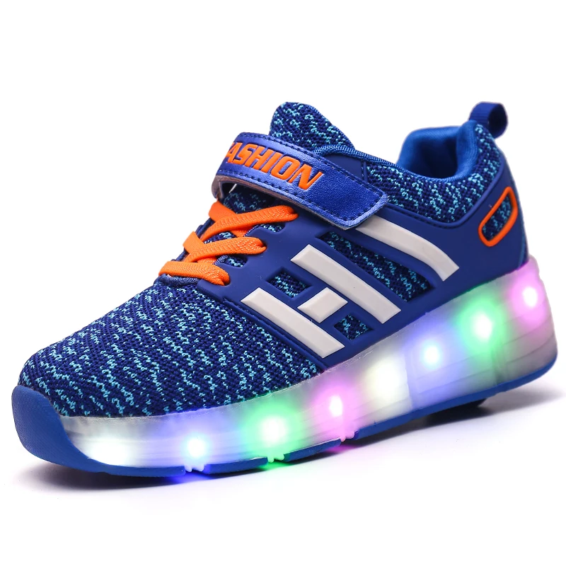 

Kids Glowing Sneakers Sneakers with wheels Led Light up Roller Skates Sport Luminous Lighted Shoes for Kids Boys Black Pink Blue