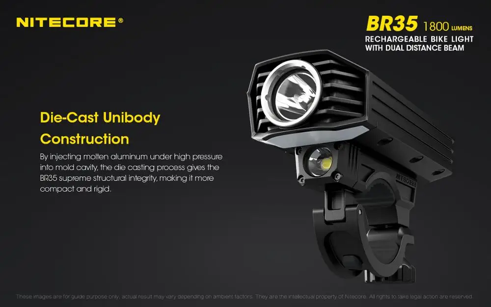 NITECORE BR35 велосипед светильник с двумя типами света OLED Перезаряжаемые
