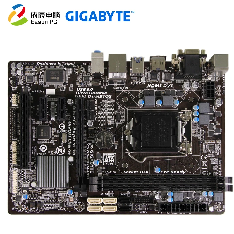 Настольная Материнская плата GIGABYTE GA B85M HD3 LGA1150 DDR3 i3 i5 i7 USB3.0 Micro ATX|Материнские платы|
