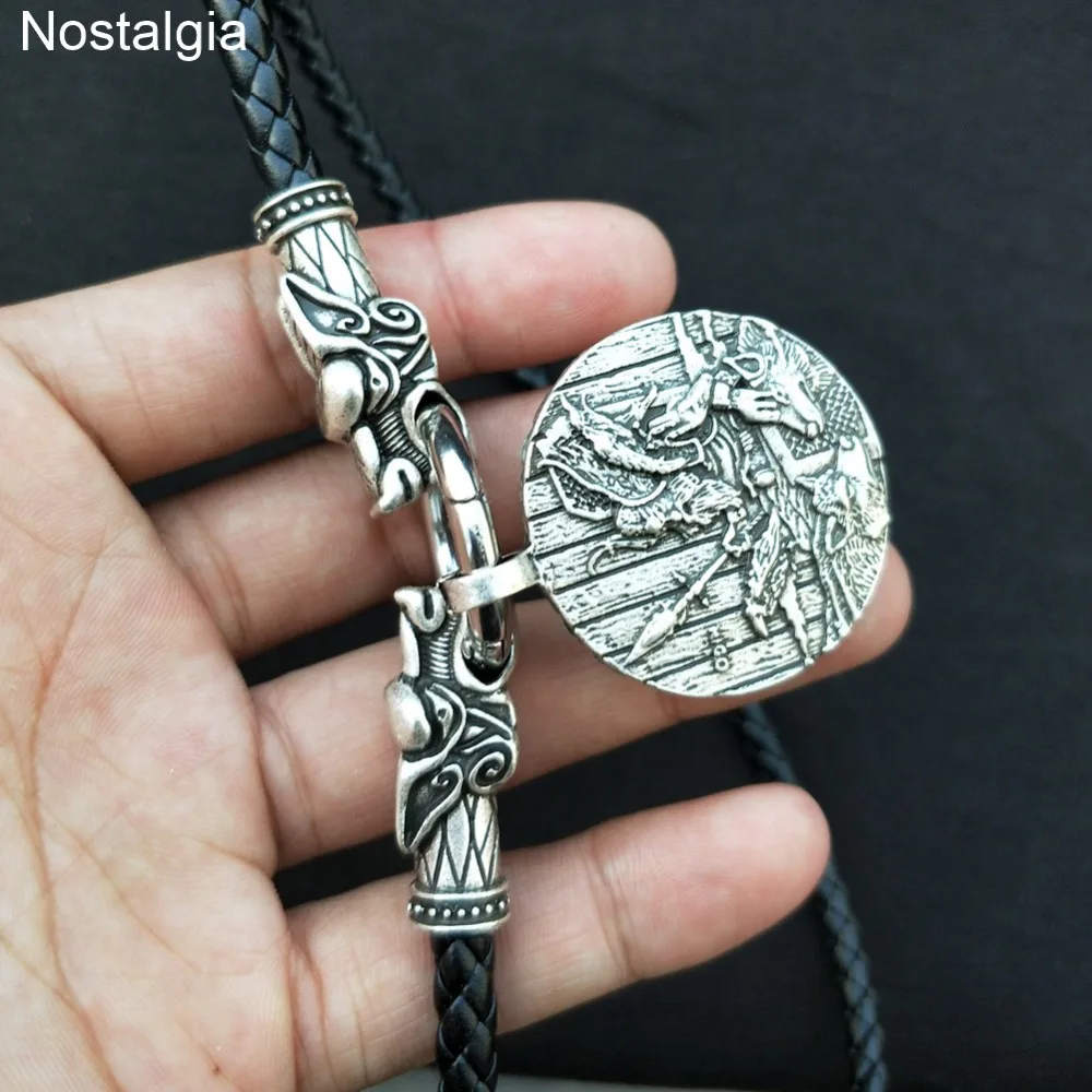 Ностальгия Odin Ворон и волк амулет талисман Wicca Pagan этническое ожерелье Дракон