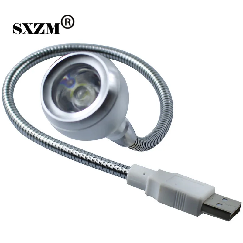 SXZM Высокое качество гибкий 1 Вт Светодиодный USB книжный светильник шея 1 шт. мощный шарик ментальная Светодиодная лампа для чтения для ПК компьютера ноутбука