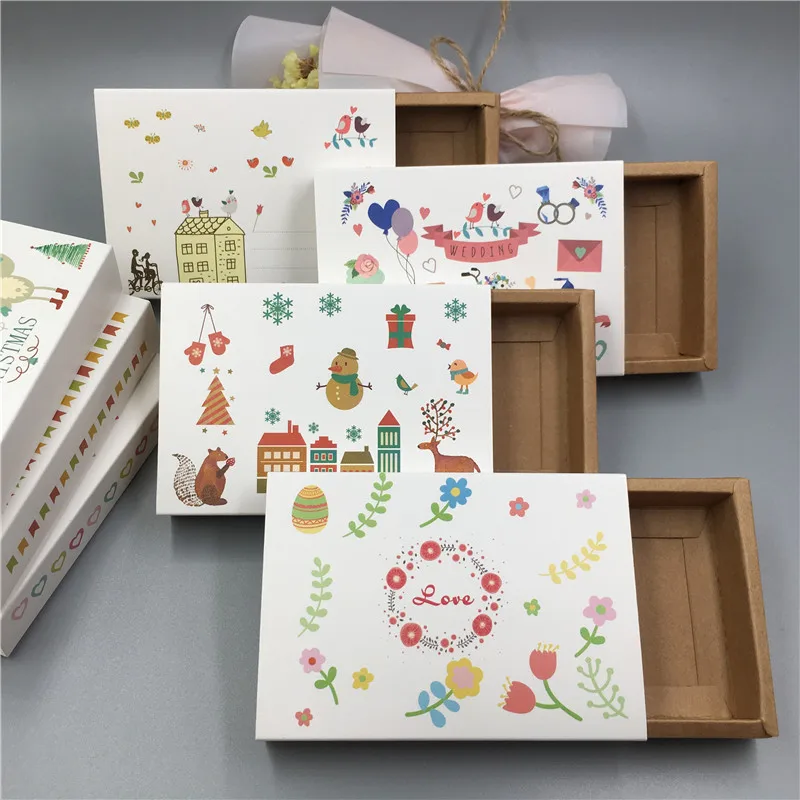 Подарочная коробка из крафт бумаги 50 шт./лот|Упаковка и стойки для украшений| |