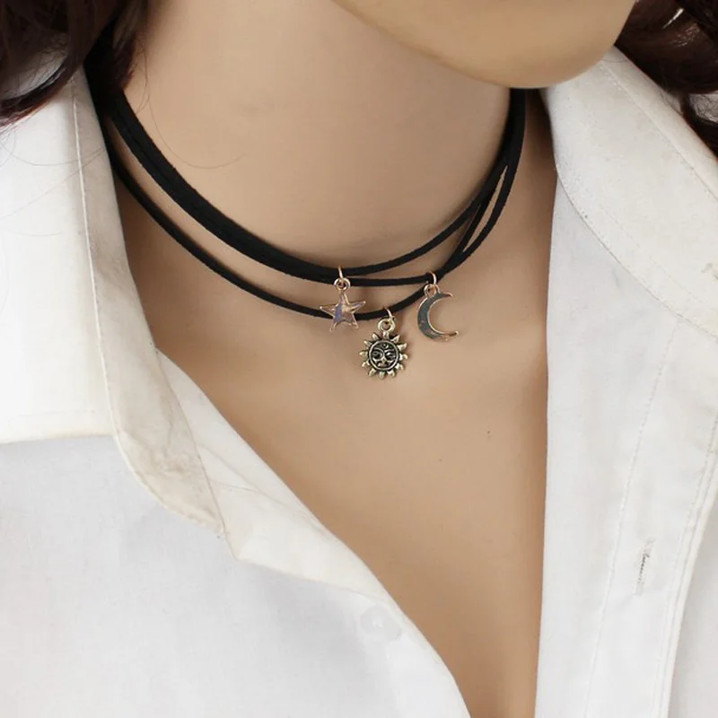 Женский 3 шт./компл. новая мода луна звезды солнце подвеска колье ожерелье для