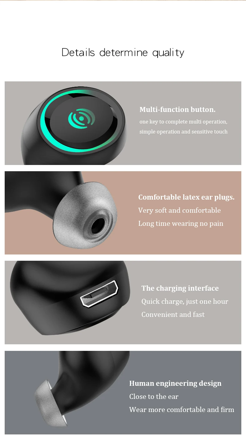GiGiboom Mini Wireless Bluetooth Earphone Super bass 4.1 Headset with mic Handsfree earbuds for iphone Huawei xiaomi | Электроника