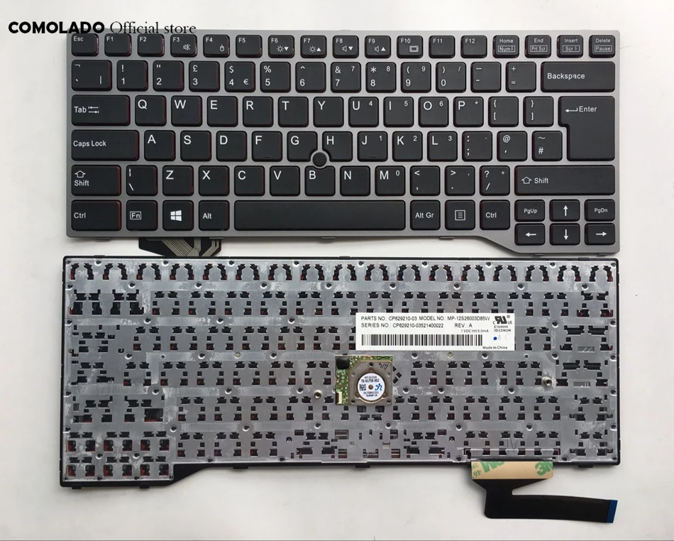 Британская клавиатура для Fujistu Lifebook E733 E744 E743 серебряная рамка точка и nopoint ноутбук