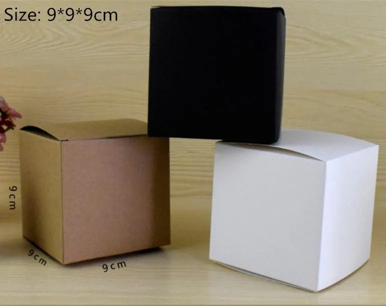 

20pcs/lot-9*9*9cm White Black Kraft Gift Box Cosmetic Bottle Jar Box Craft Gift Handmade Soap Candle Storage Boxes valve tubes