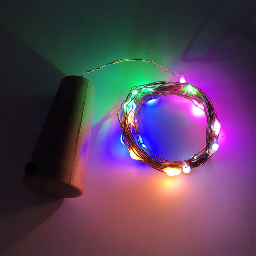 Multicolor 1 м 2 м медная проволока, Сказочная гирлянда, пробка для бутылки для стеклянного ремесла, светодиодный светильник, гирлянда для свадьбы, Рождества, Нового года, украшения для праздника - Испускаемый цвет: Multicolor