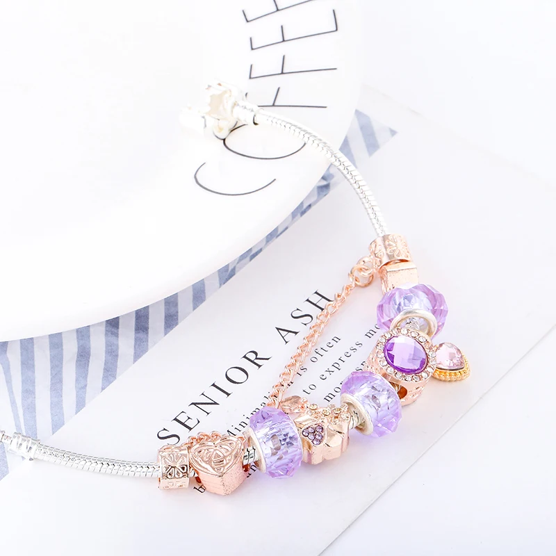 Новый ttwo-цвет розовое золото DIY Шарм браслет с Beart-shaped кулон Deads бренд braceletjewelry для