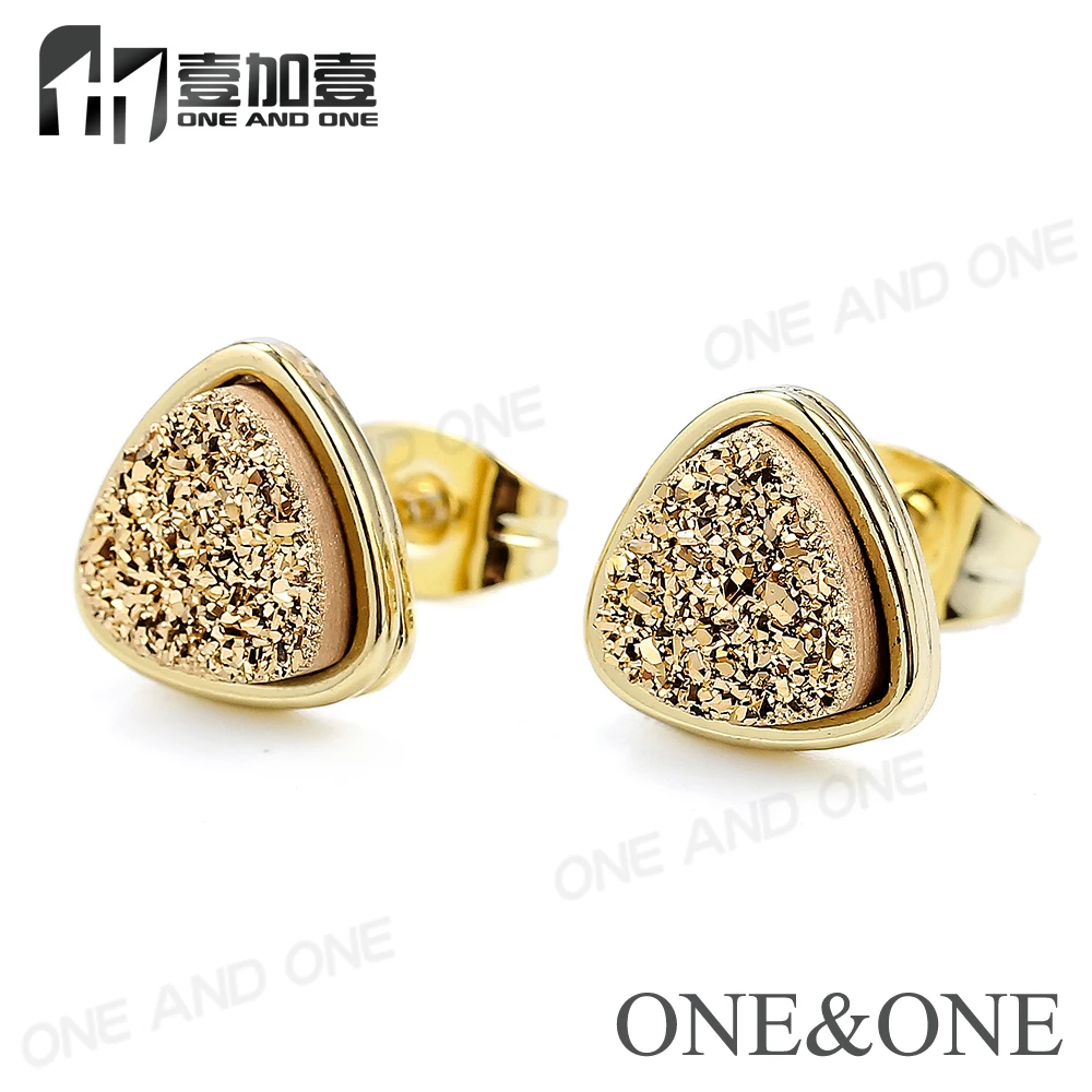 10 пар drusy серьги треугольник 8 мм натуральный Druzy серьги-гвоздики
