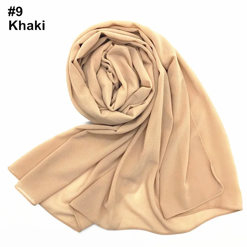 Женский элегантный скромный Мусульманский Исламский однотонный шифоновый