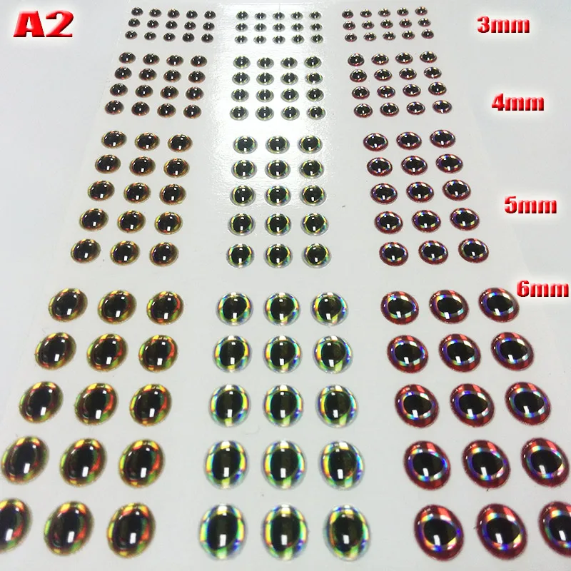 A2 732pcs Рыболовные 3d глаза для приманки A1A2A3A4 вы выбираете размер 3mm4mm5mm6mm Количество: 732 шт./лот Красивые Искусственные рыбьи глаза высокого качества - Цвет: A2 732pcs