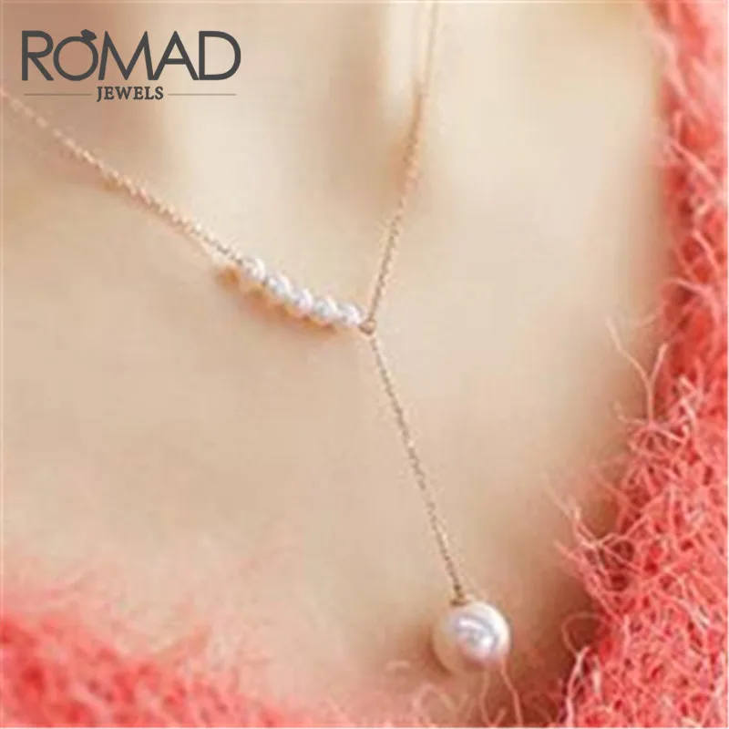Романтическая жемчужная тонкая цепочка ROMAD reiki ожерелье с натуральным кулоном