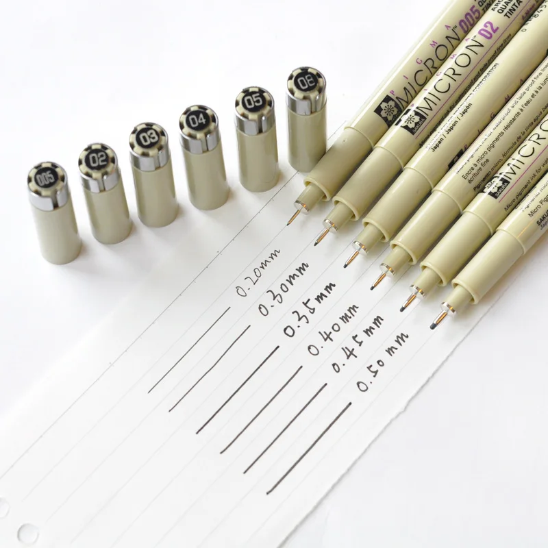 7 шт./компл. Sakura ручка Pigma micron иглы чертежная ручка Lot 005 01 02 03 04 05 08 маркер для рисования