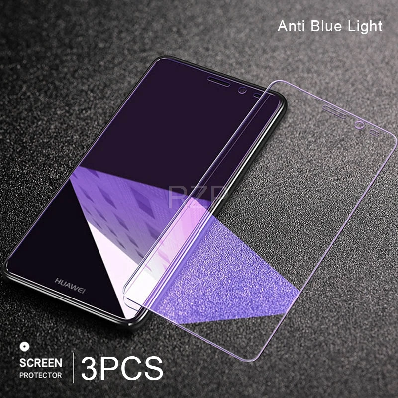 RZP 3 шт 9H полное покрытие из закаленного стекла для huawei Honor 8 8X 8C Защита экрана для huawei Honor 8X8 C Защитная стеклянная пленка - Цвет: Anti Blue Light