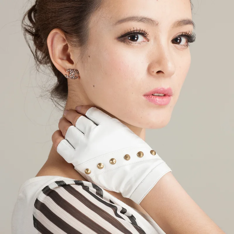 Бесплатная доставка модные женские перчатки осенне-зимние из натуральной кожи с