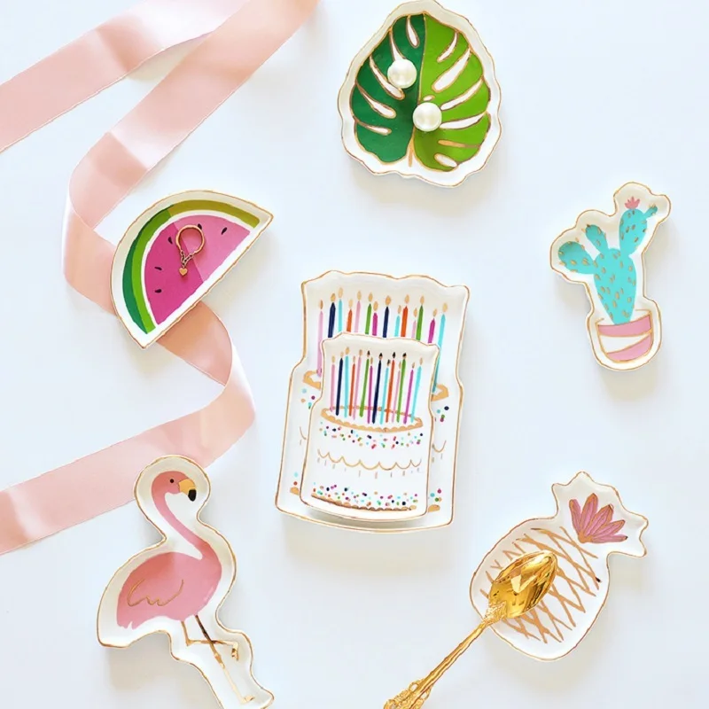 1 шт. Домашняя мода Фламинго кактус керамическая тарелка блюдо скандинавский