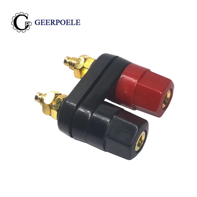 

1 pcs Double Banana Terminal Hexagon Connectors Audio Horn Plug Cold Pressure Solderless Plastic Red Black