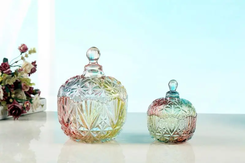 Баночка для сахарных конфет Zakka цветная стеклянная в европейском стиле хранения