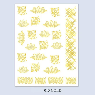 15gold 3D Nail Art Sticker Gold Silver Circle Nail Stickers Hollow Geometry Line Adhesive Slider Sticker Star Moon Decals Z0158 - Цвет: 15gold