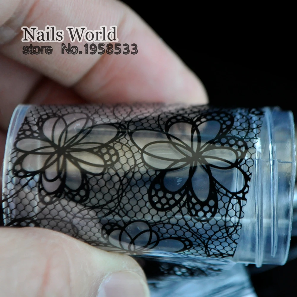 Art Nail Foils Wraps Glue Transfer Roll Sticker Hollow flower Nail DIY Tips Decoration 223