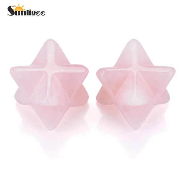 2pcs Rose Quartz Sunligoo 7 Чакра звезды Меркаба Сакральная Геометрия платонической чакра балансировки рейки заживляющие кристаллы Feng Shui защиты украшения - Цвет: 2pcs Rose Quartz