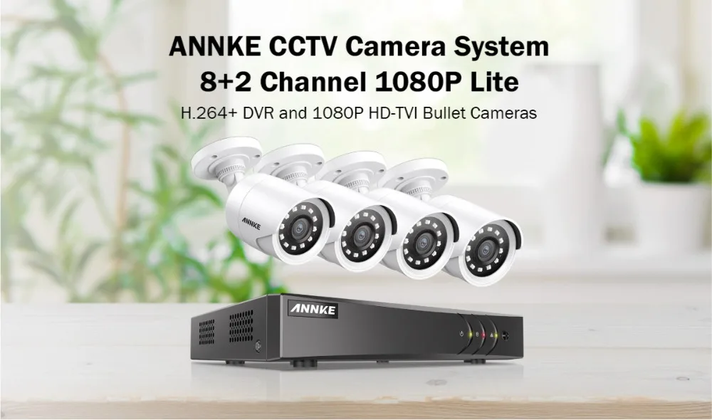 ANNKE 8CH 2MP система безопасности Видео 5в1 H.264+ 1080N DVR с 4X1080 P Водонепроницаемая камера Smart IR CCTV комплект