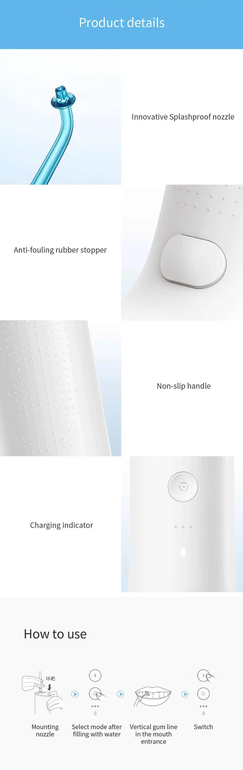 XIAOMI SOOCAS W3 Электрический ирригатор для полости рта Портативный беспроводной водонепроницаемый usb зарядка зубная Вода Flosser с 3 режимом очистки