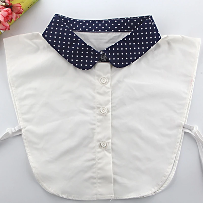 Поддельные ложные воротник женский чистый цвет волна точка шаблон лацкане колье