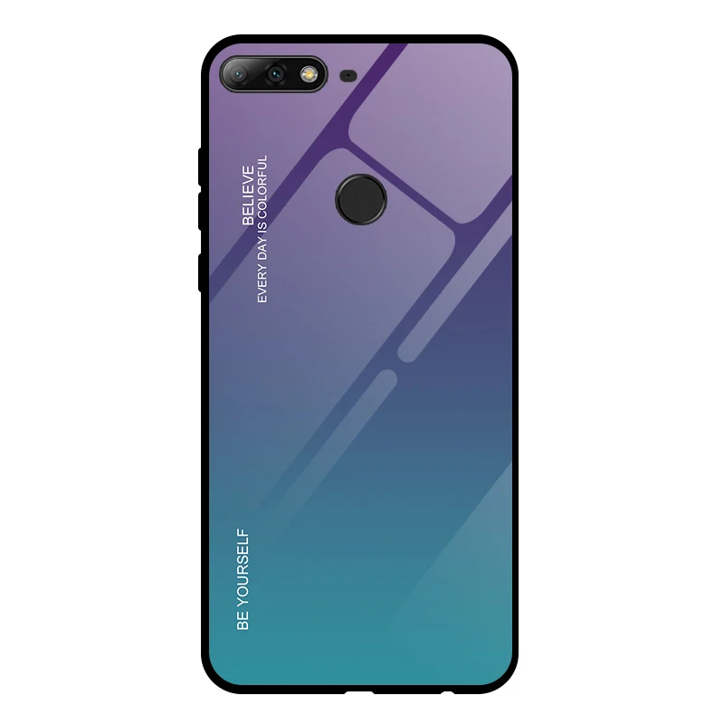 03 Градиентный телефонный чехол для Honor 7A ру 5,45 7A Pro 7C Pro 5,99 закаленное Стекло чехол для huawei Y9 Y6 Prime Y7 Prime чехол s - Цвет: 03
