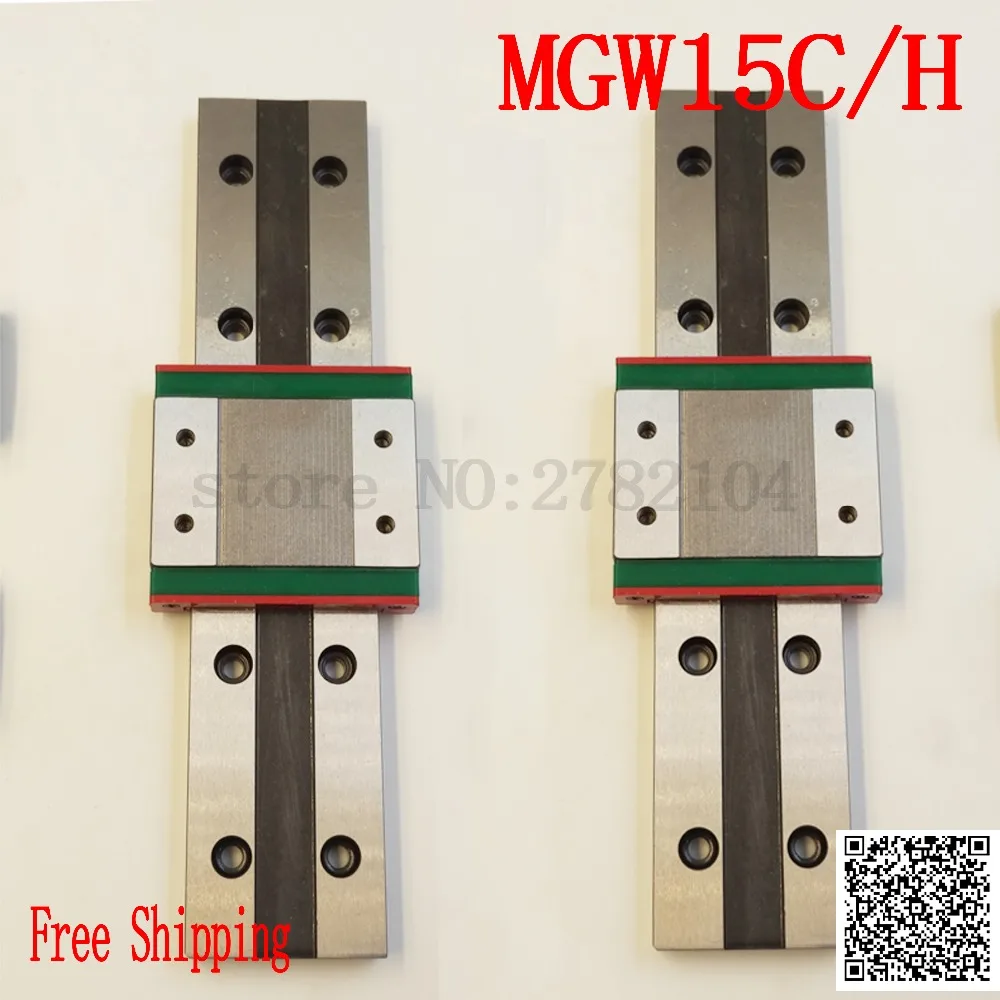 Миниатюрные линейные рельсы с ЧПУ MGW15 MGW15C MGW15H, фланцевые расширенные линейные блоки L = 100 мм 200 мм 300 мм 400 мм 500 мм