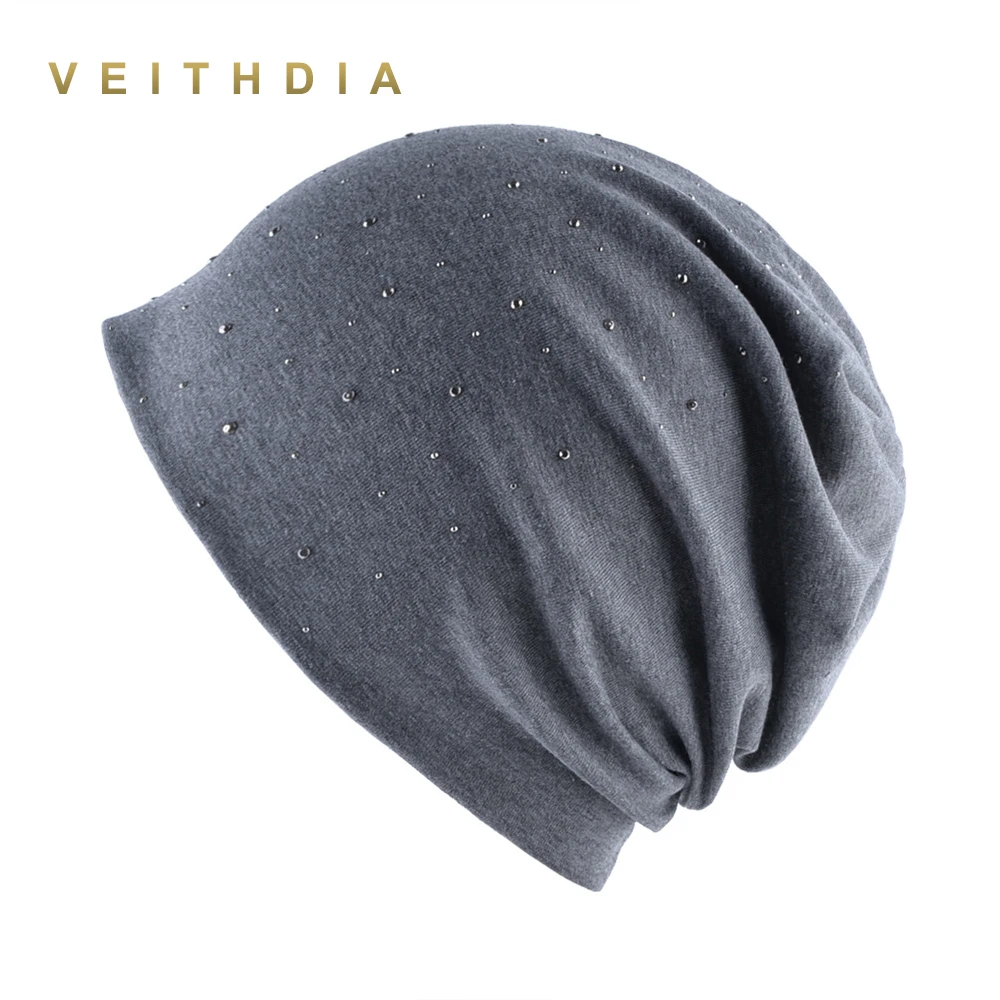 Женская трикотажная двухслойная шапка VEITHDIA из хлопка для осени и зимы DH47 |