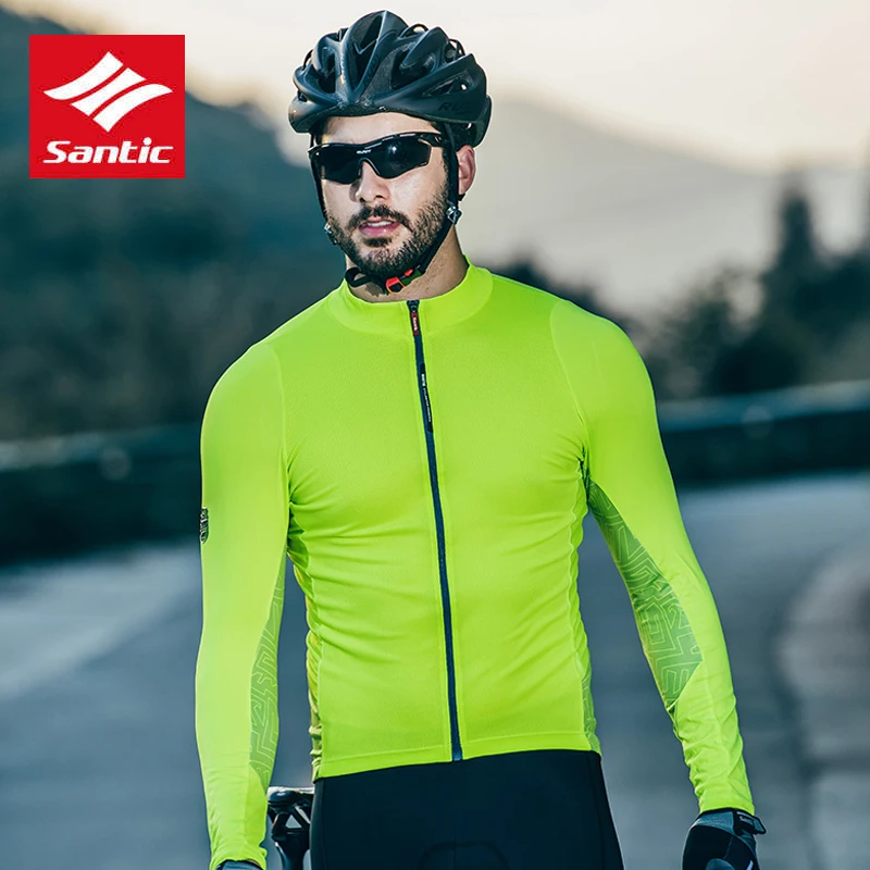 Santic Men Long Sleeve Cycling JerseysComfortable Sun-protective Road Bike MTB Top Jersey Spring Autumn Jerseys | Спорт и