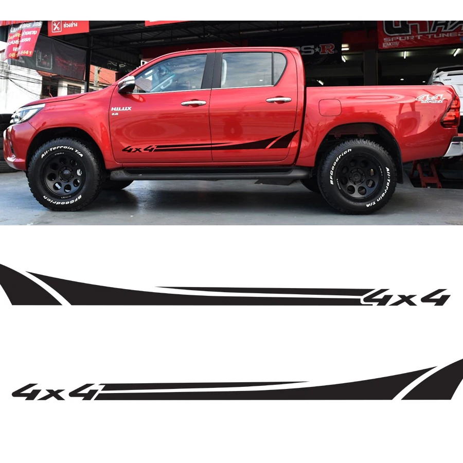 2 шт. hilux shark 4x4 боковая Дверная панель в полоску графическая Виниловая Наклейка для TOYOTA HILUX vigo revo