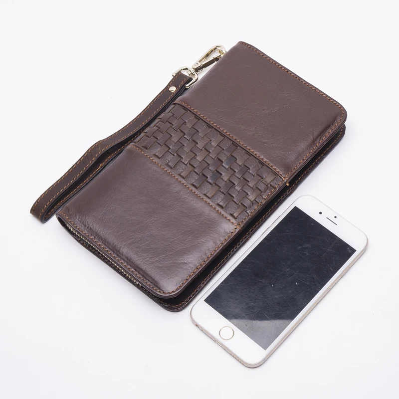 MVA Топ Коровьей Натуральная Кожа Мужчины Бумажник Молния Телефон Кошельки Долго