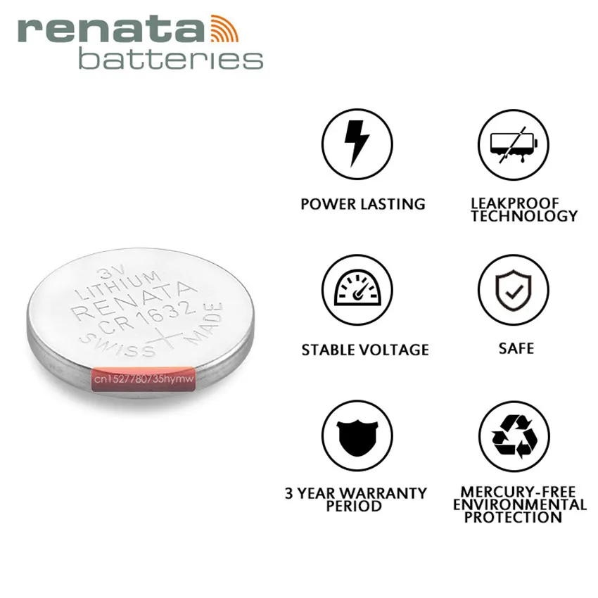 Комплект из 2 предметов RENATA литиевая батарея CR1632 3 V% 100 бренд RENATA 1632 Батарея