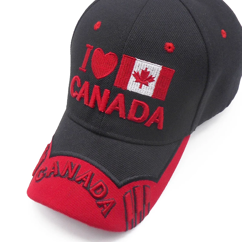 Я люблю Канаду вышивка женская бейсболка флаг Канады Шляпа Snapback Регулируемая Мужская Casquette Gorras
