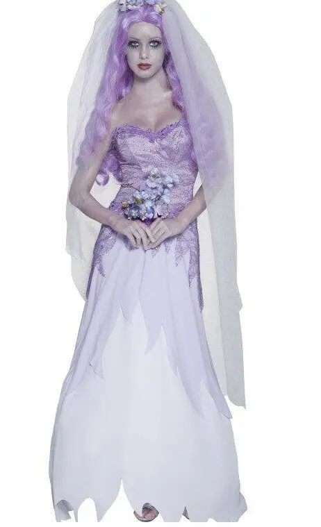 Фиолетовый готический костюм для женщин привидения вампира Забавное платье