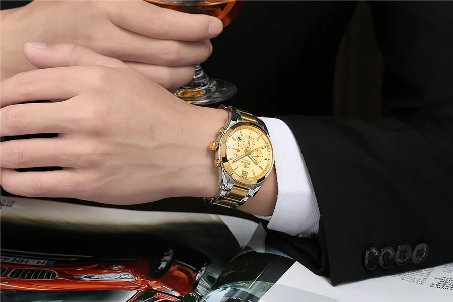 Часы наручные AILANG Мужские механические спортивные дизайнерские золотистые