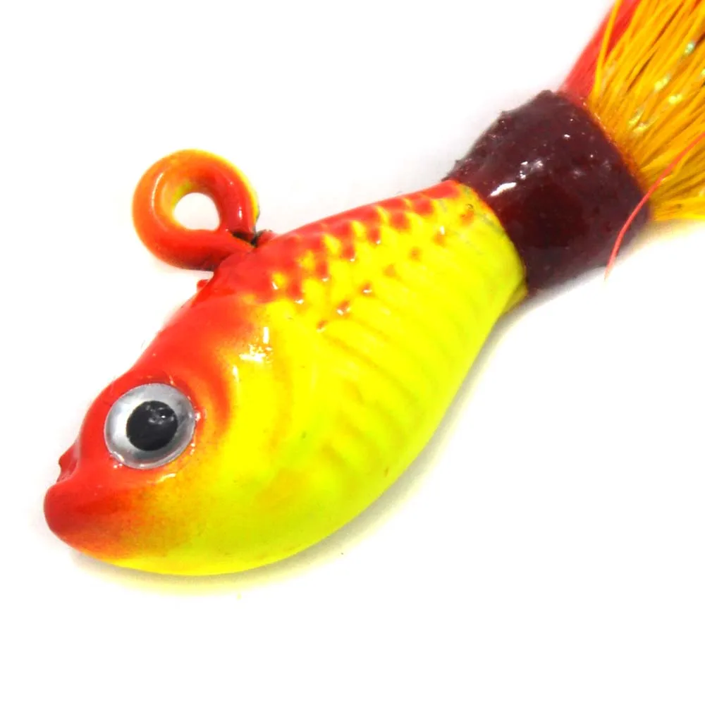 7 г 10 г 15 г 28 г 56 г 3D глаз Bucktail Джиг 6 цветов большая игра соленой воды свинцовая голова рыболовные приманки