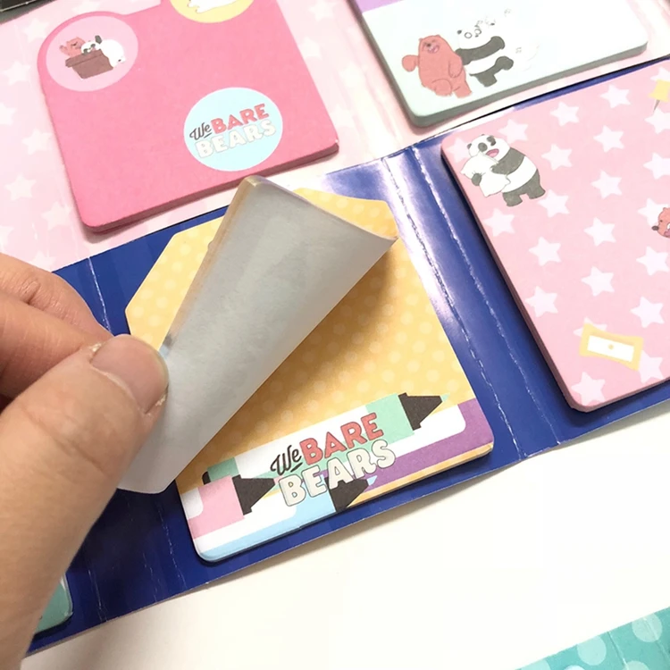 Милые голые медведи 6 складных блокнотов Липкие заметки Kawaii Канцтовары планировщик блокнот бумажные закладки для школьных учебников офисные принадлежности