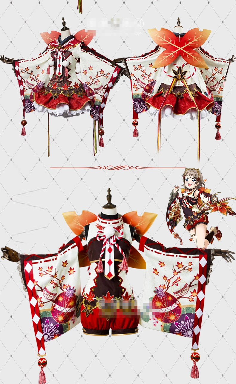 Lovelive sunshine Aqours красный кленовый листок Dia Kurosawa косплей костюм кимоно платье Хэллоуин Карнавал Амин наряды симпатичное крыло