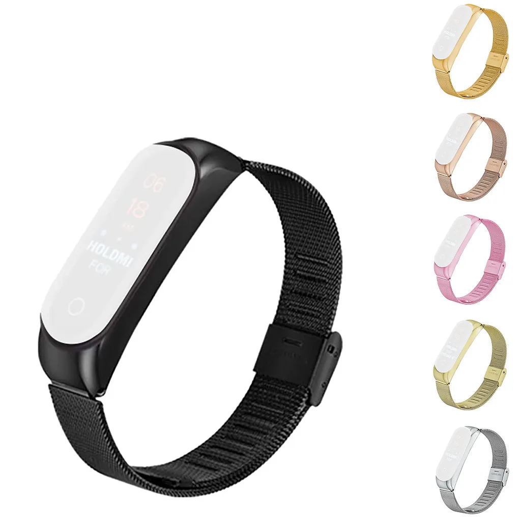 Ремешок Correa для Xiaomi Mi Band 4 браслет из нержавеющей стали с металлическим корпусом