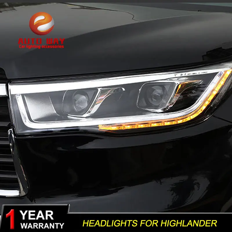 Набор для автостайлинга для Toyota Highlander фары светодиодный фара Highlander DRL Объектив двойной луч HID Xenon автомобильные аксессуары