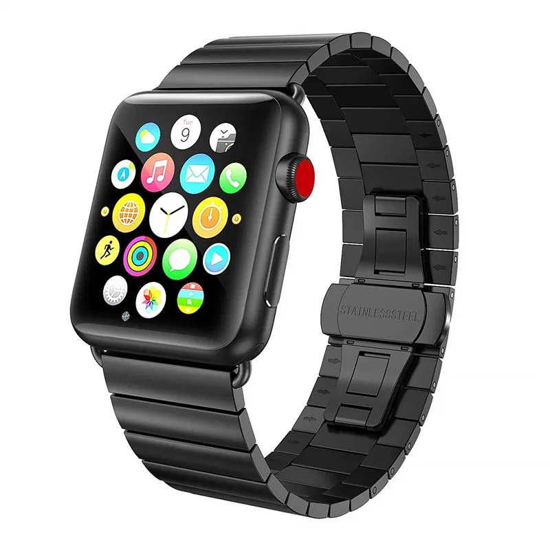 A black ASHEI Нержавеющая сталь ремешок для наручных часов Apple Watch, версии 5/4 44 мм 40 мм металлический сменный Браслет для наручных часов iWatch 3/2/1 38 мм 42 мм - Цвет ремешка: A black