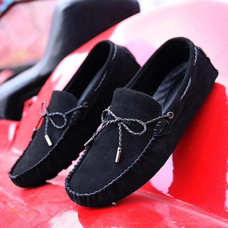 ALCUBIEREE Autumn Men Comfort Driving Shoes Fashion Mens Loafers Slip On Mocassins Suede Leather Shoe Zapatos Homme Big Size 45 | Обувь